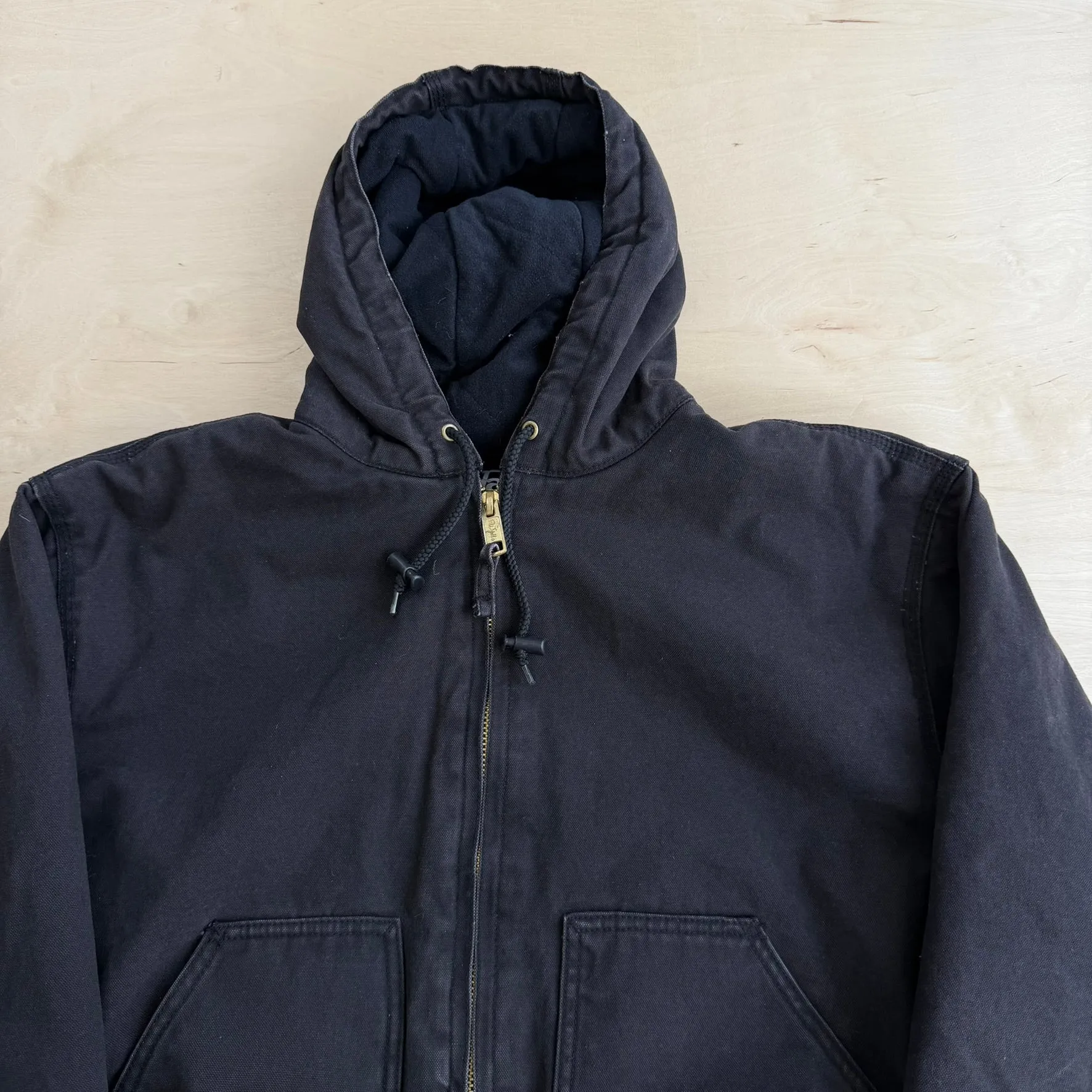 J- Vintage Walls Quilt Blanket Lined Faded Black Canvas Hooded Work Jacket - L sold by HG Vintage product image thumbnail 2