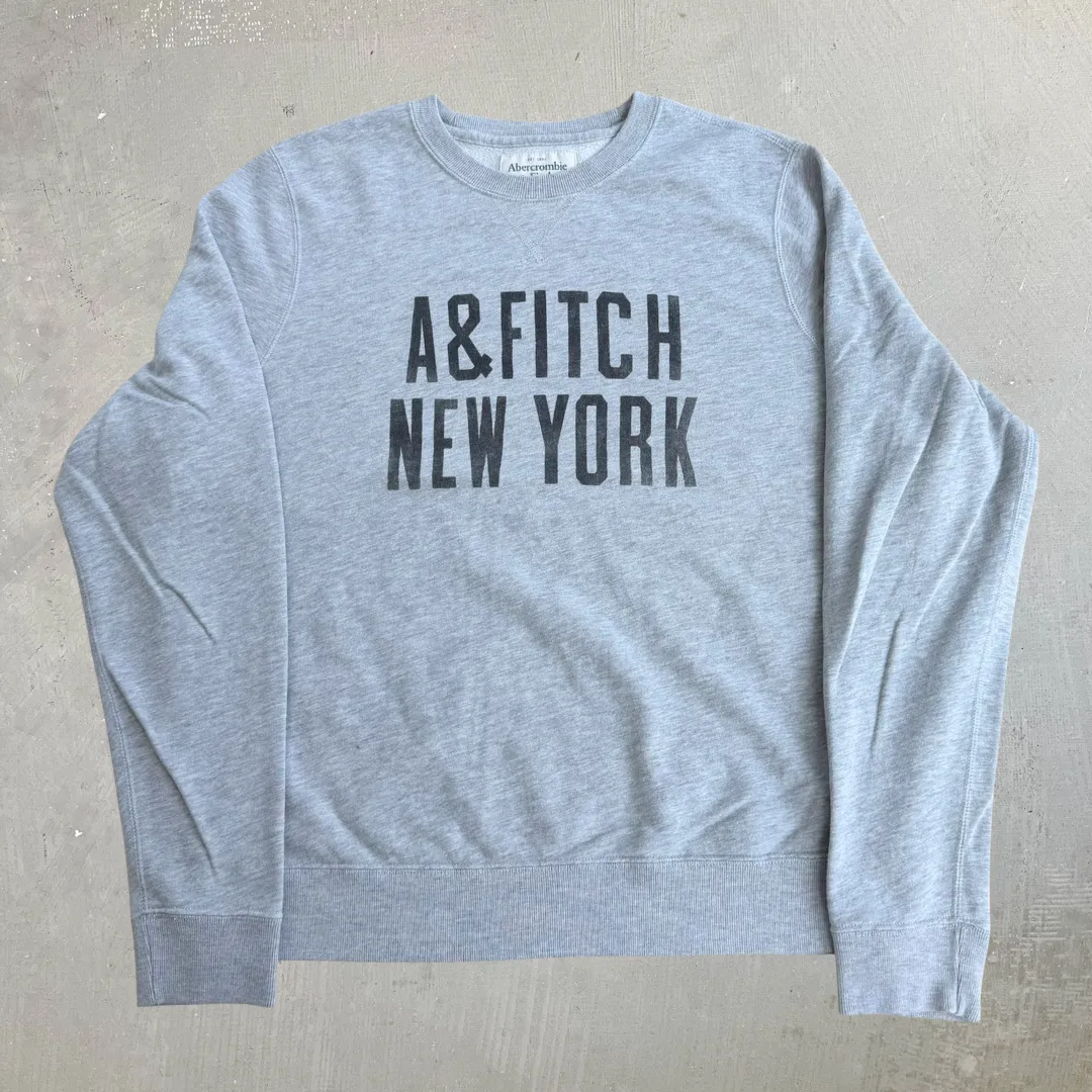 J- Vintage Abercrombie & Fitch A&Fitch New York Text Grey Crewneck - 2XL sold by HG Vintage