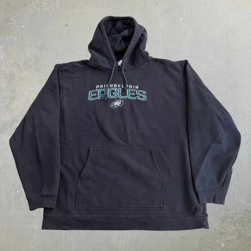 J- Vintage Philadelphia Eagles NFL Reebok Embroidered Logo & Text Hoodie - XL made by HG Vintage