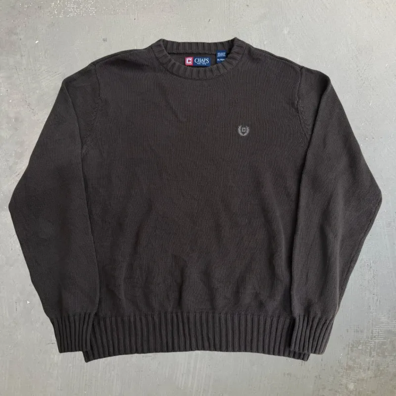 J- Vintage Chaps RL Embroidered Logo Chocolate Brown Knit Sweater - XL made by HG Vintage