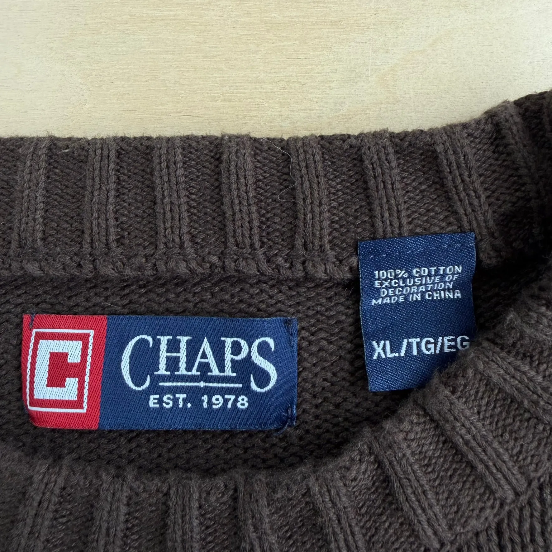 J- Vintage Chaps RL Embroidered Logo Chocolate Brown Knit Sweater - XL sold by HG Vintage product image thumbnail 4
