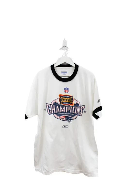 Z - 2004 Reebok NFL New England Patriots Super Bowl 38 Champ Ringer Tee sold by HG Vintage
