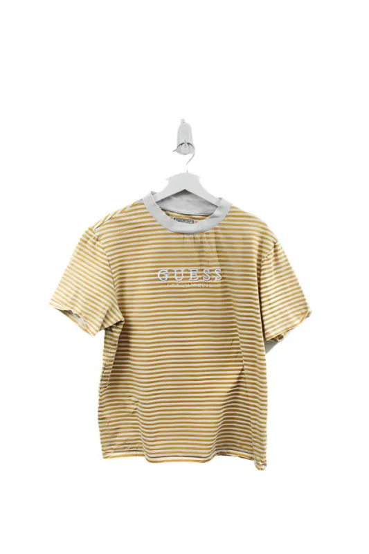Z- Vintage GUESS Los Angeles Embroidered Yellow/White Stripped Tee sold by HG Vintage