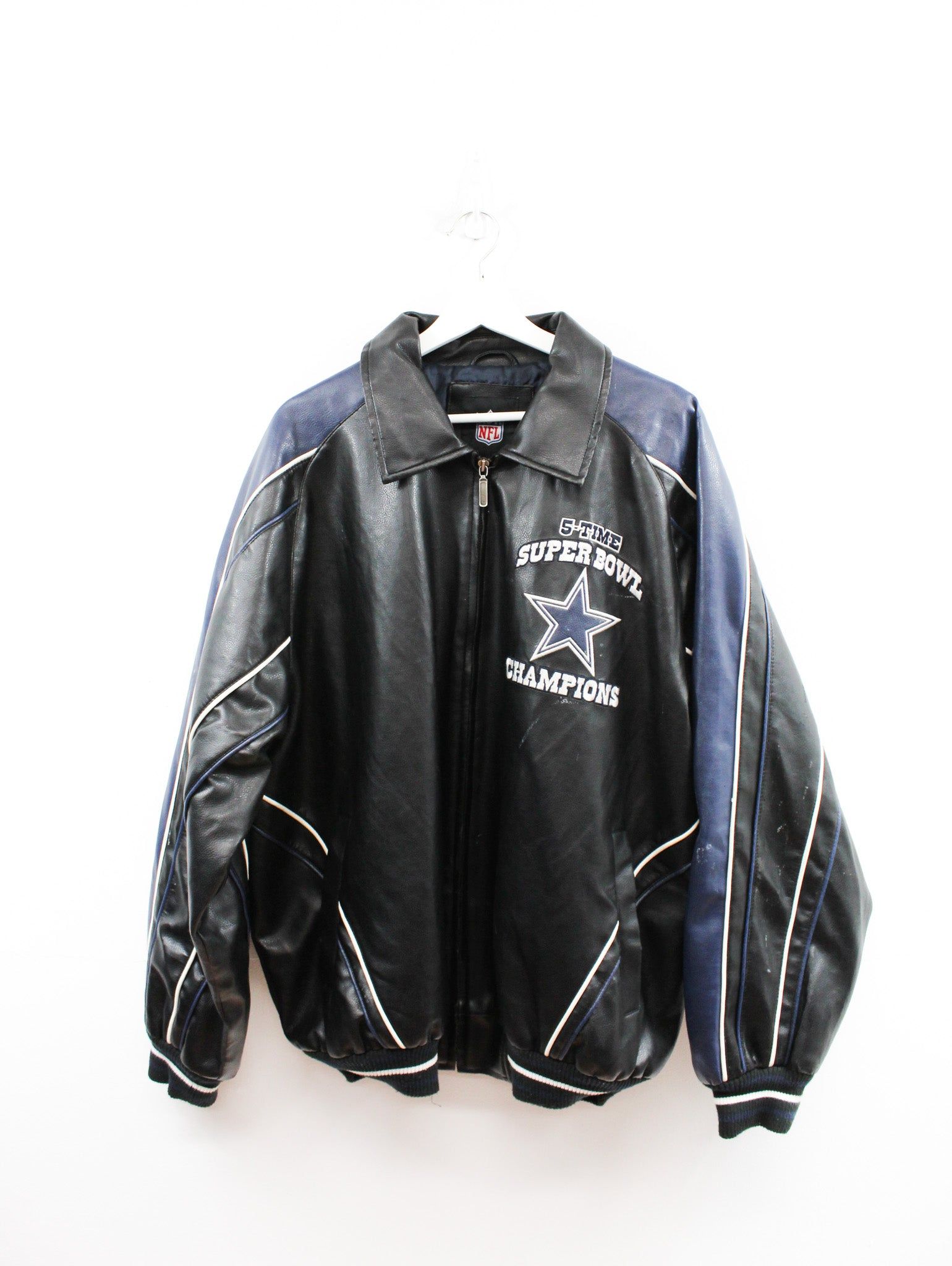 Vintage NFL Dallas Cowboy 5 Times Superbowl Champion Leather Jacket sold by HG Vintage