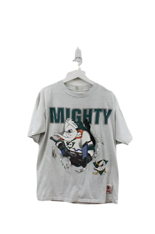 Z- Vintage Mighty Ducks Mascot Cartoon Nutmeg NHL Single Stitch Tee sold by HG Vintage