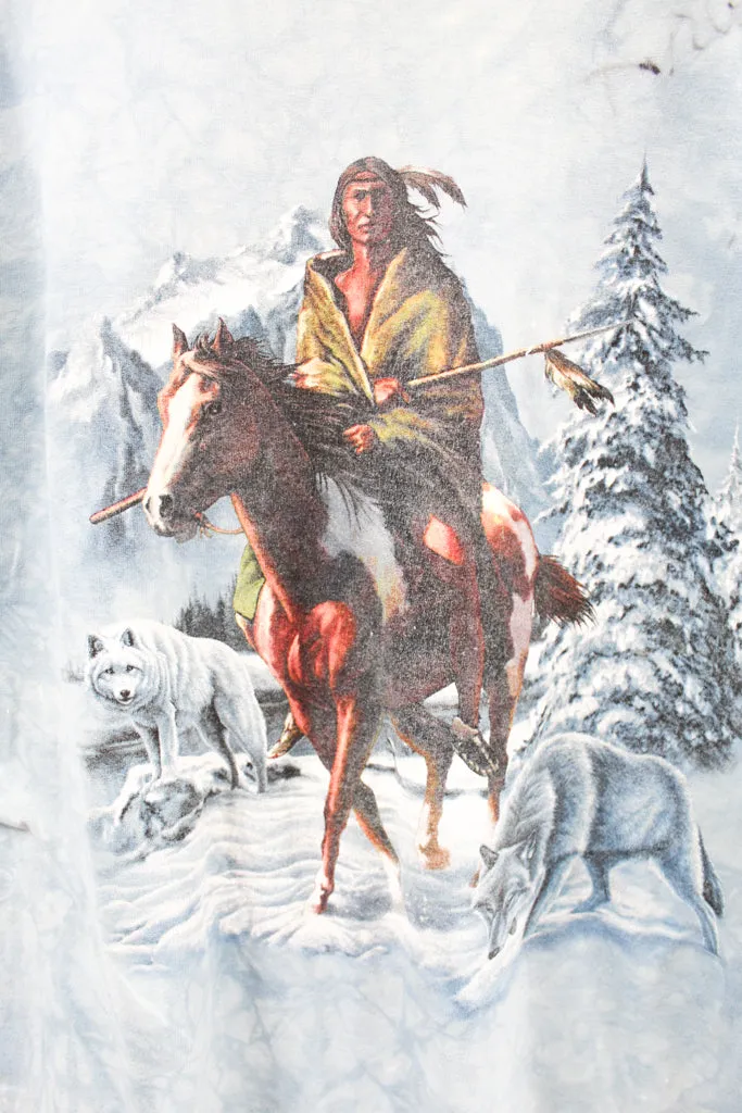 Z- Vintage Native American On Horse & Wolves Winter Tee sold by HG Vintage product image thumbnail 2