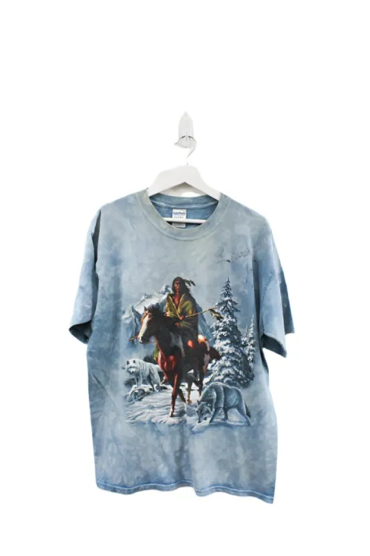 Z- Vintage Native American On Horse & Wolves Winter Tee sold by HG Vintage