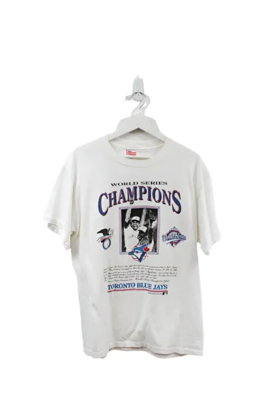 Z- Vintage 1992 Blue Jays World Series Champs MLB Hanes Heavyweight Single Stitch Tee sold by HG Vintage