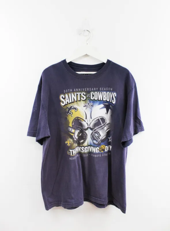 NFL 50th Season Saints Vs Cowboys Tee sold by HG Vintage