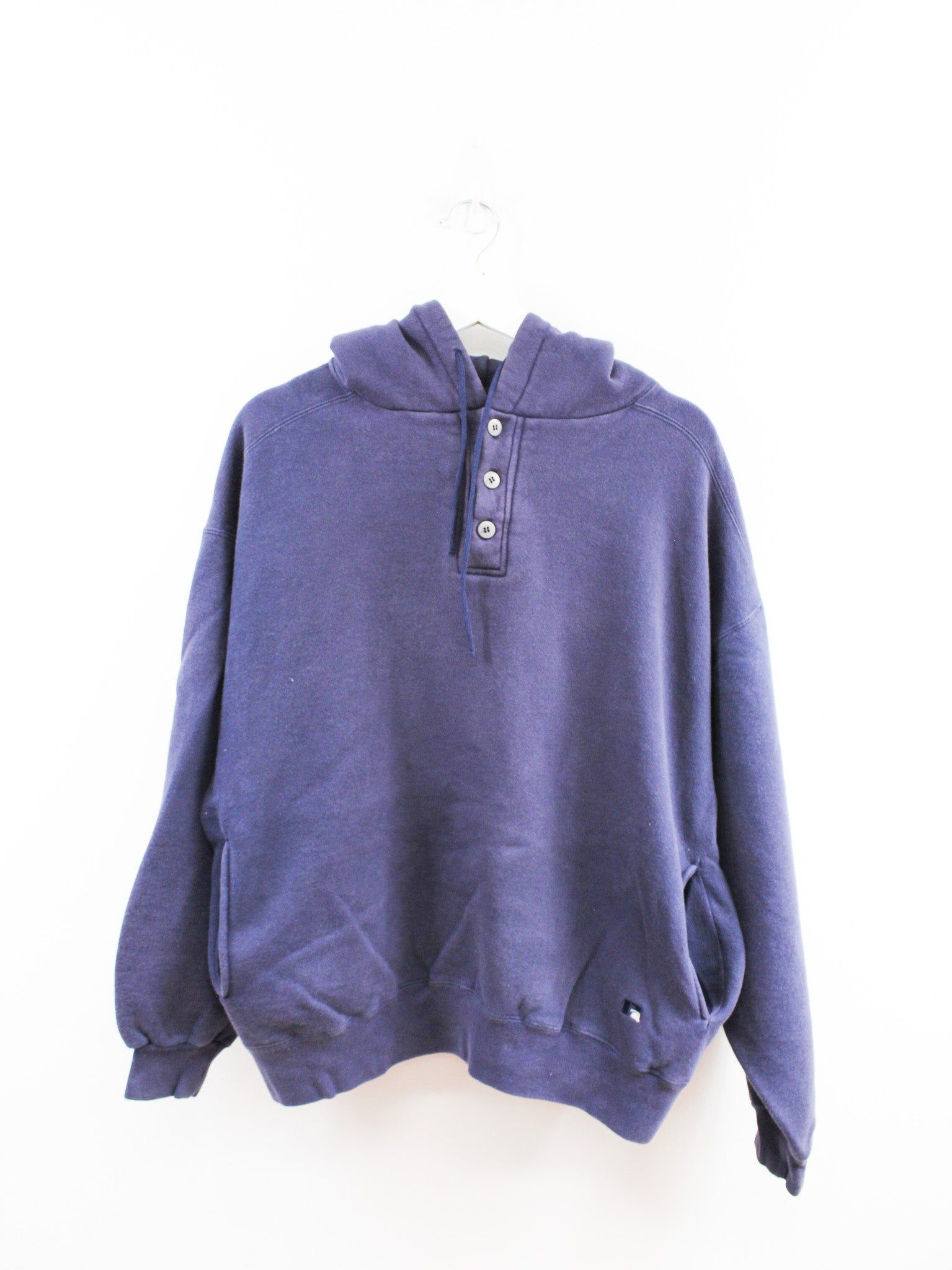 Vintage 90s Russell Athletic Made In The USA Blank Henley Hoodie sold by HG Vintage