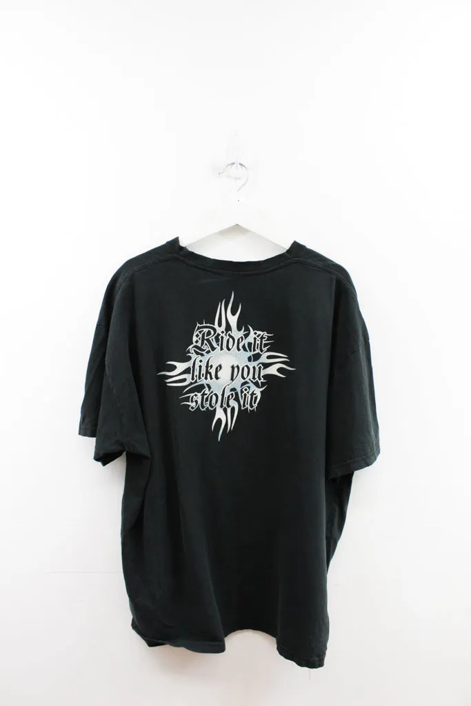 Z - Vintage Ride It Like You Stole It Skeleton On Fire Bike Tee sold by HG Vintage product image thumbnail 3