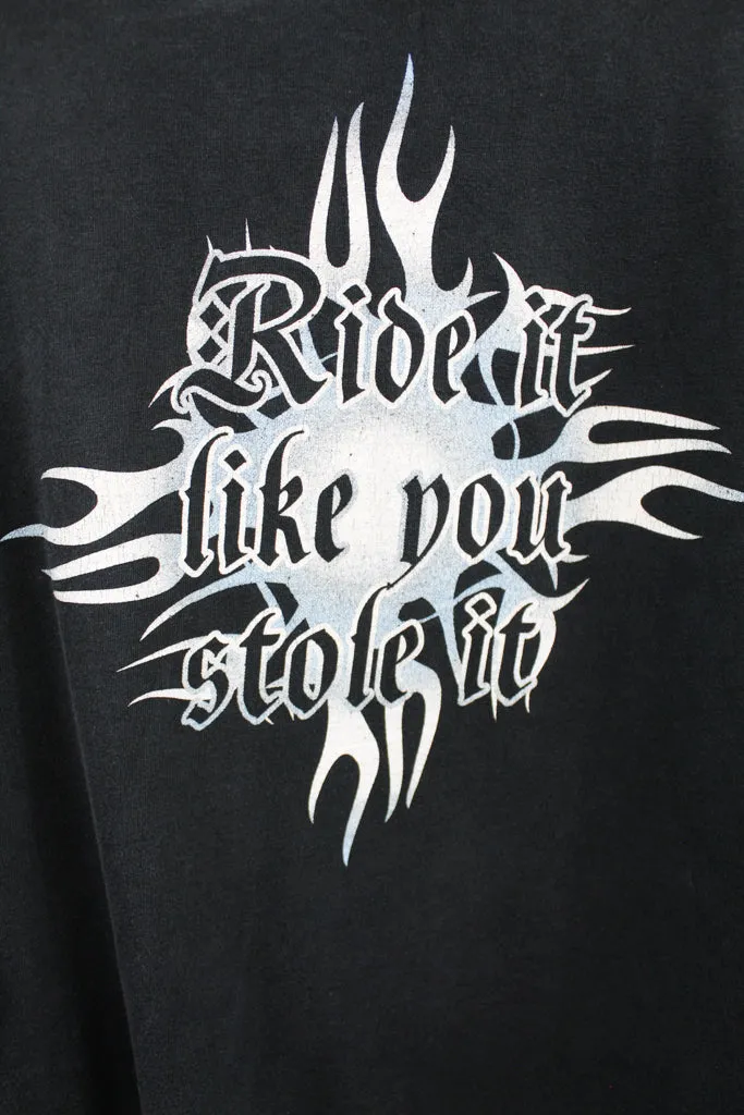 Z - Vintage Ride It Like You Stole It Skeleton On Fire Bike Tee sold by HG Vintage product image thumbnail 4