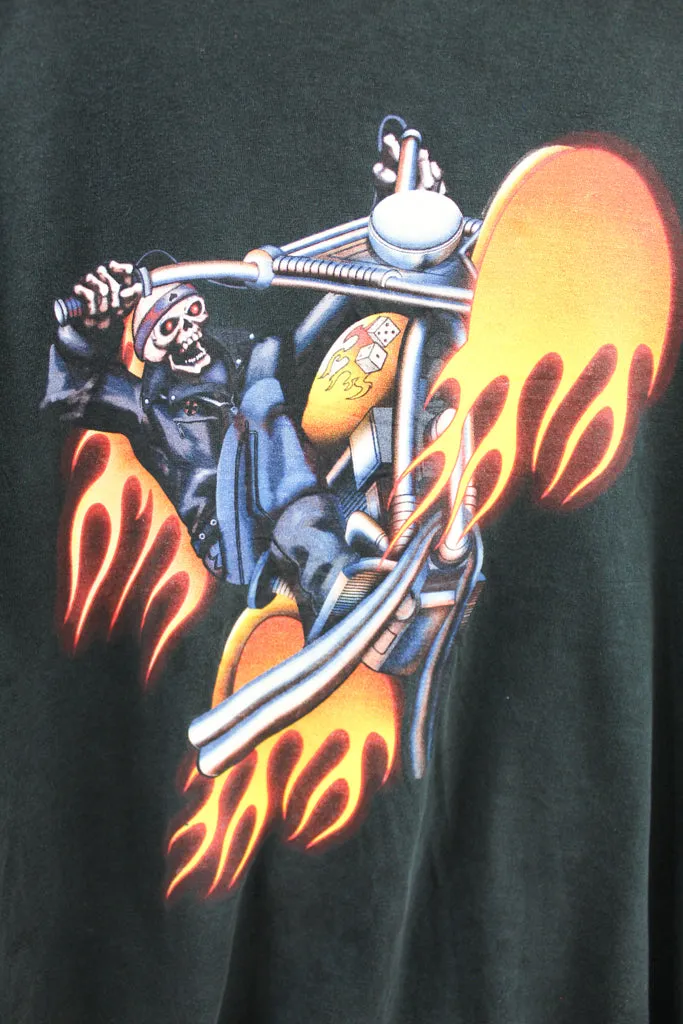 Z - Vintage Ride It Like You Stole It Skeleton On Fire Bike Tee sold by HG Vintage product image thumbnail 2