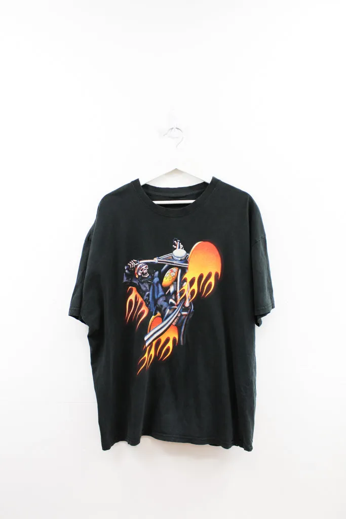 Z - Vintage Ride It Like You Stole It Skeleton On Fire Bike Tee sold by HG Vintage