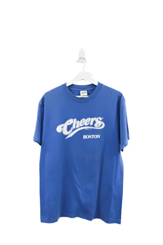 Z- Vintage Cheers Boston Script Black Anvil Tag Single Stitch Tee sold by HG Vintage