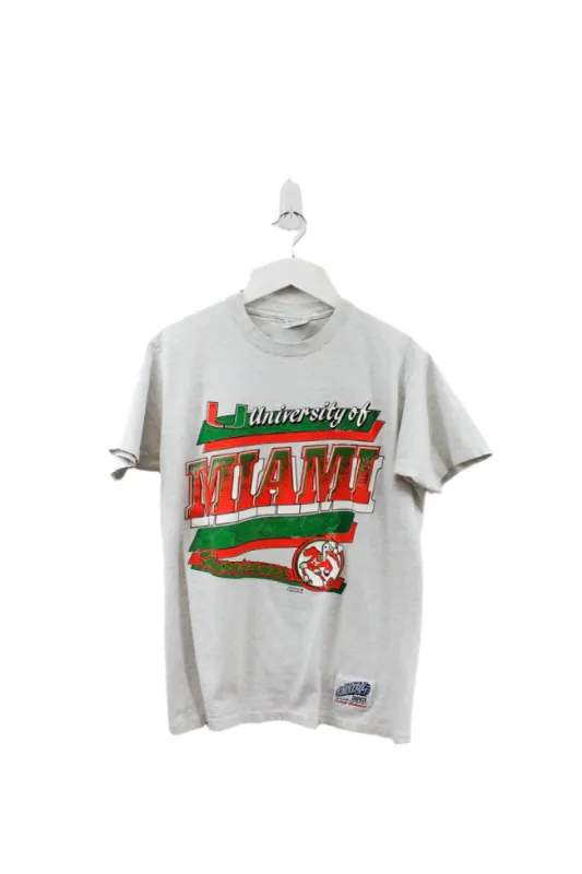 Z- Vintage 90s University Of Miami Hurricane Script Single Stitch Tee sold by HG Vintage