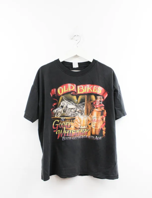 Vintage Old Bikes & Good Whiskey Graphic Tee sold by HG Vintage