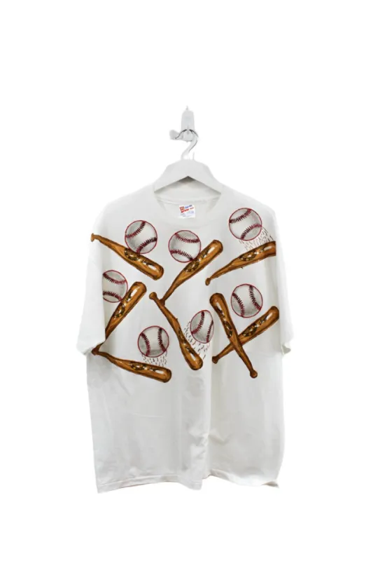 Z - Vintage Joe Boxer Slugger Bat & Baseball Embroidered Hanes Heavyweight 50/50 Tee sold by HG Vintage