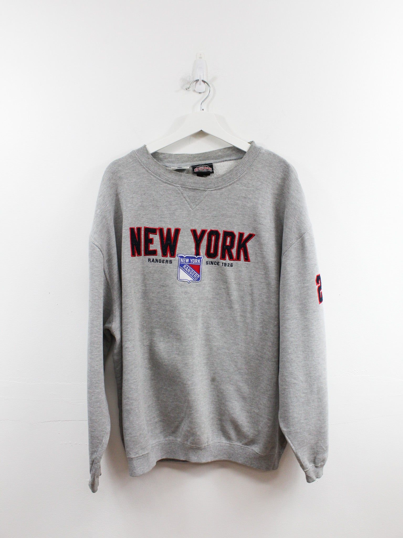 NHL New York Rangers Embroidered Script & Logo Crewneck sold by HG Vintage