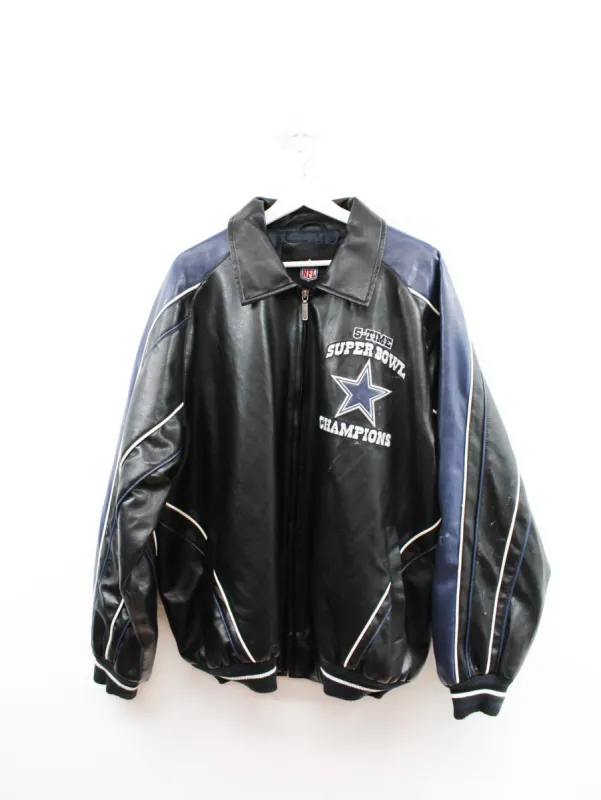 Vintage NFL Dallas Cowboy 5 Times Superbowl Champion Leather Jacket sold by HG Vintage
