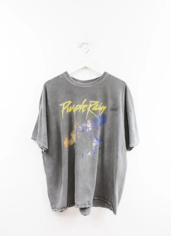 Prince Purple Rain Faded Yellow Writing Tee sold by HG Vintage