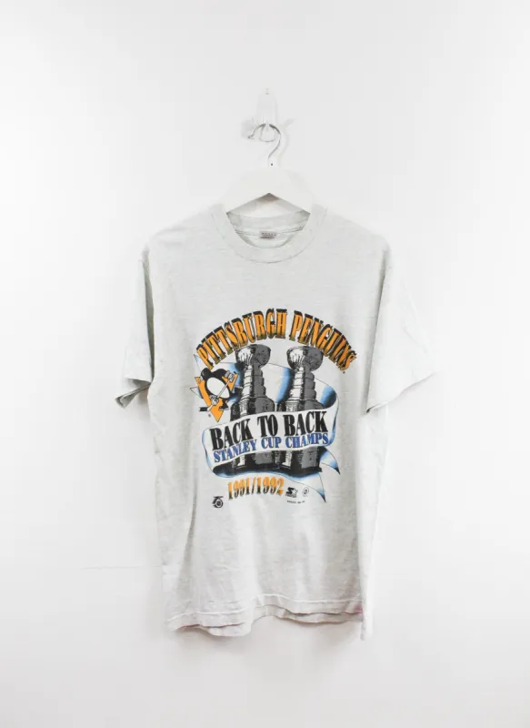 Starter X NHL Pittsburgh Penguins 91/92 B2B Stanley Cup Champ Tee sold by HG Vintage