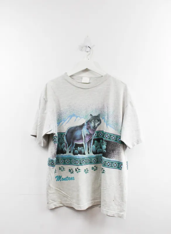 Vintage Montana Wolve & Mountain Graphic Tee sold by HG Vintage
