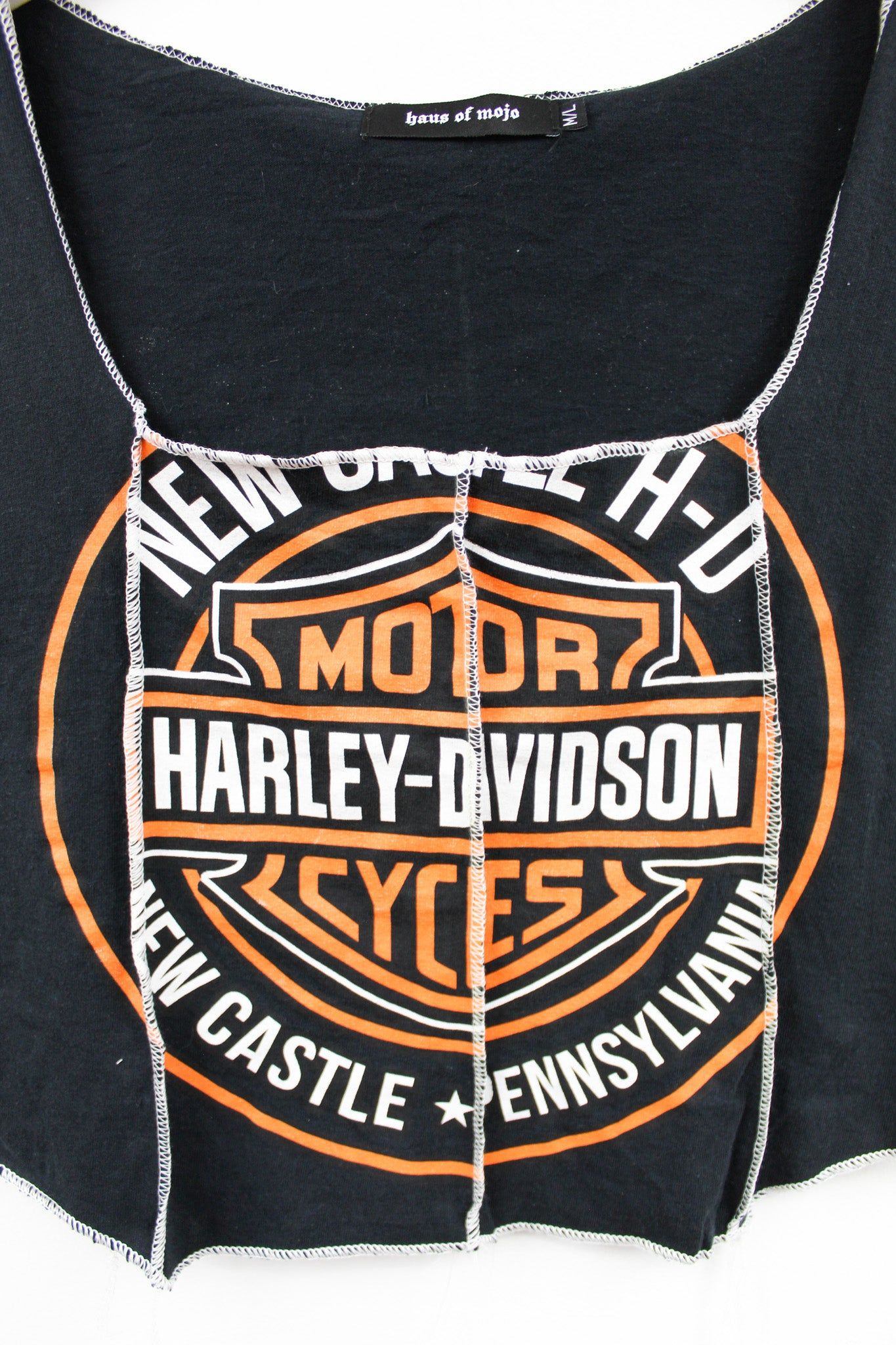 Haus Of Mojo Reworked Vintage Harley Davidson New Castle PA Double Stitch Crop Top sold by HG Vintage product image thumbnail 2