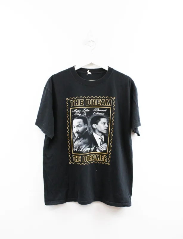 2010s Obama & MLK The Dream & The Dreamer Picture Tee sold by HG Vintage