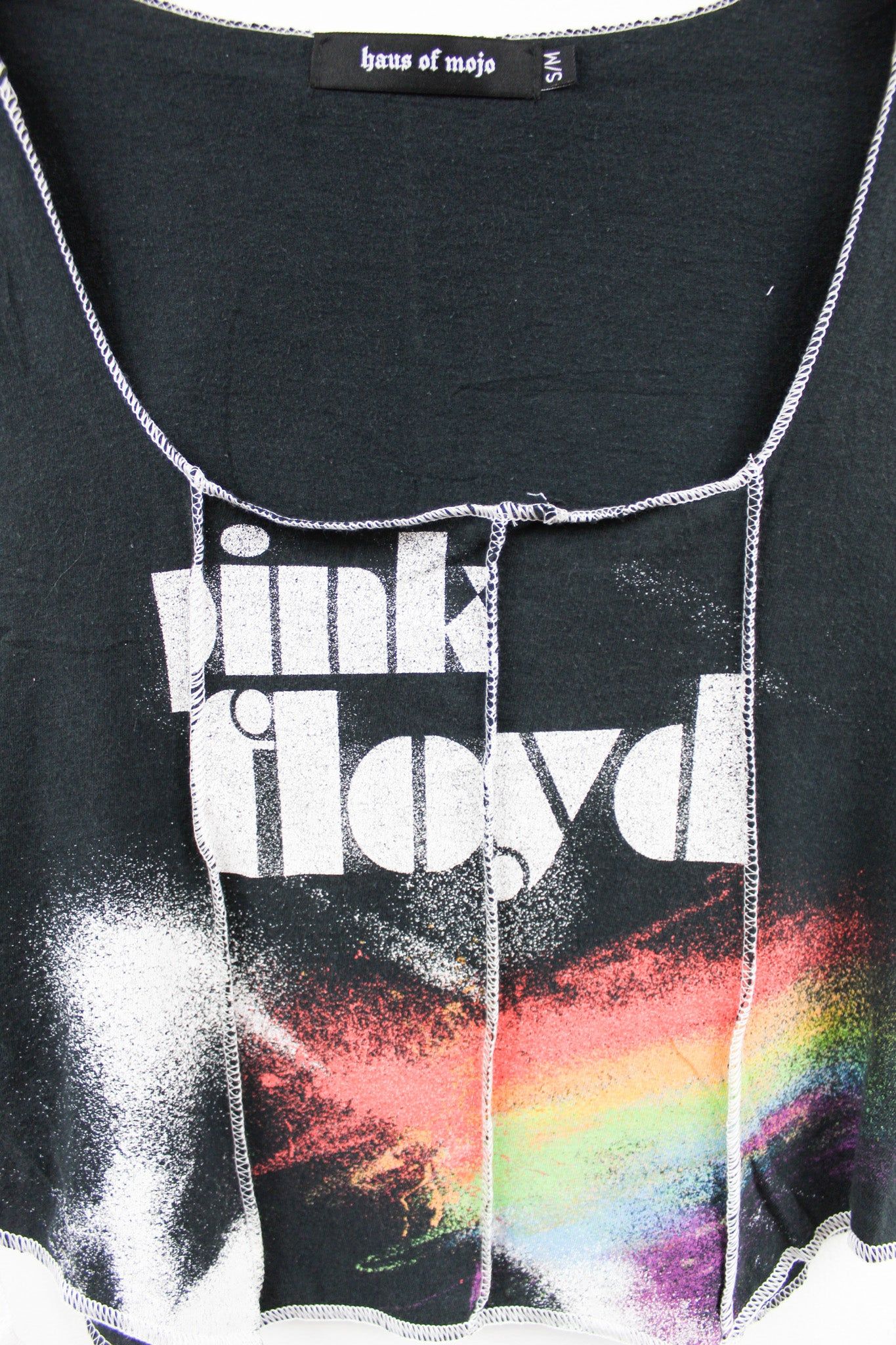 Haus Of Mojo Reworked Vintage Pink Floyd Rainbow Double Stitch Crop Top sold by HG Vintage product image thumbnail 2