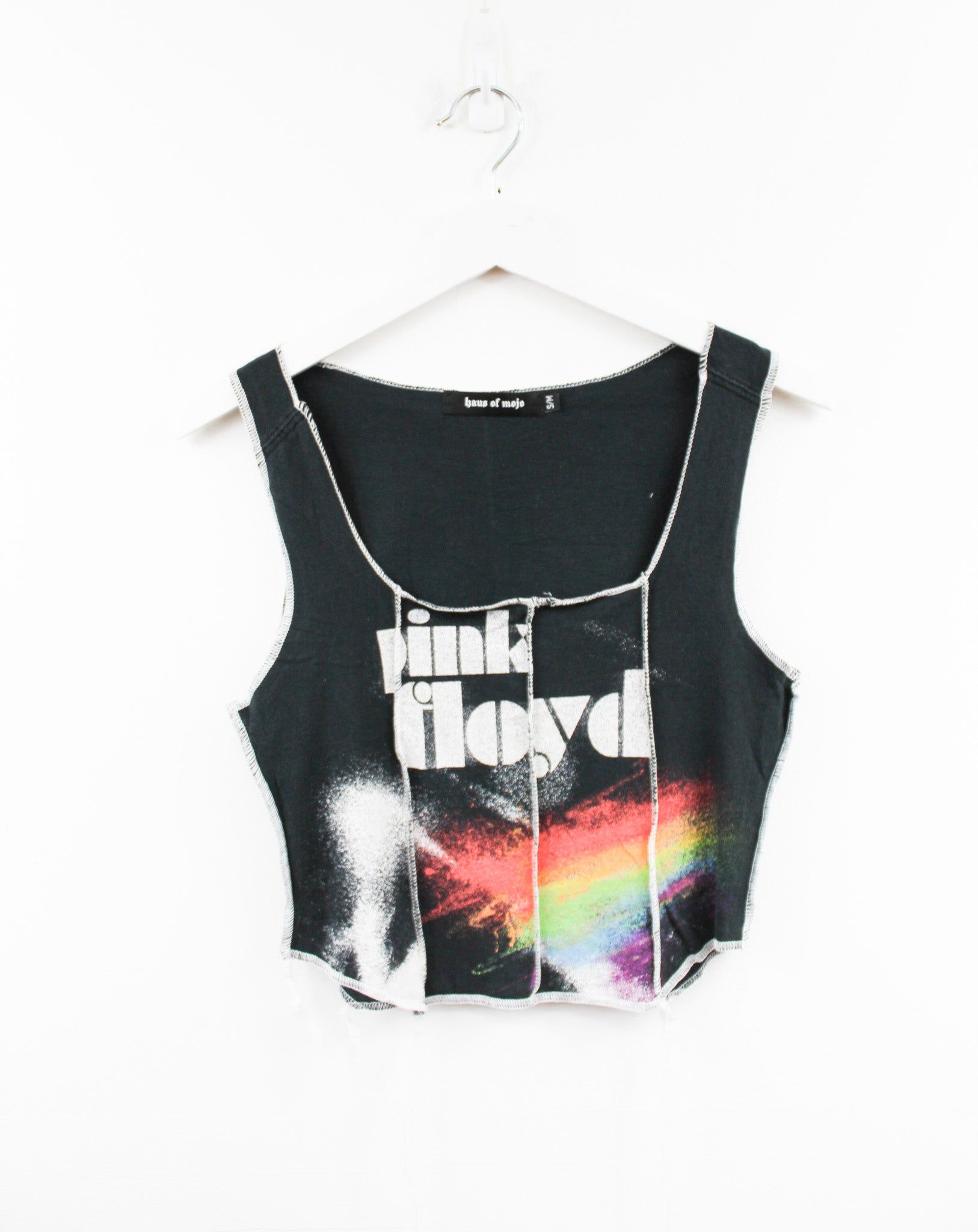 Haus Of Mojo Reworked Vintage Pink Floyd Rainbow Double Stitch Crop Top sold by HG Vintage