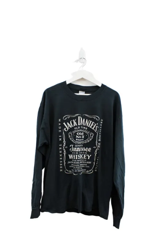 Z - Vintage Jack Daniels Bottle Label Logo Long Sleeve Tee sold by HG Vintage