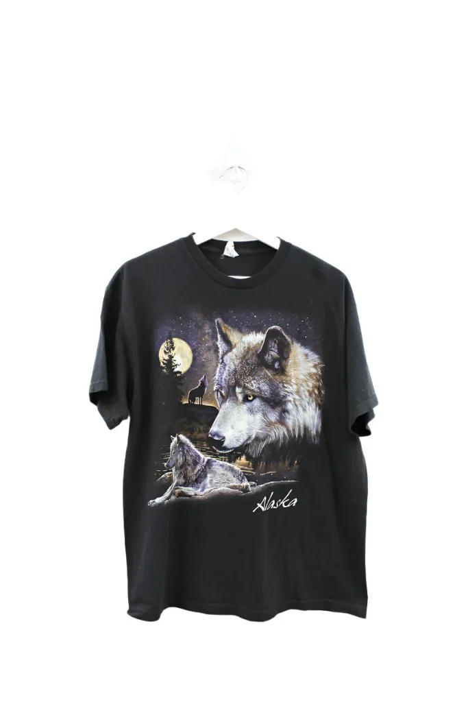 Z- Vintage Wolves In Forest & Moon Alaska Tee sold by HG Vintage