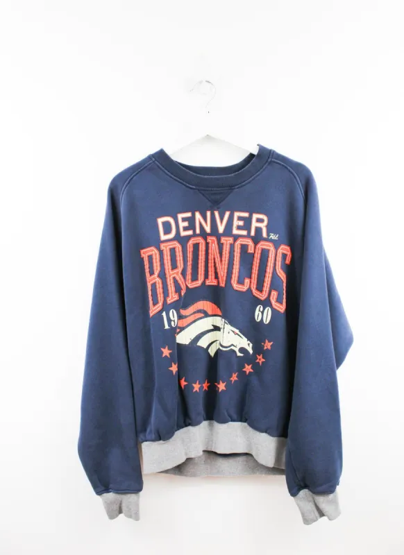 NFL Denver Broncos Embroidered Script & Logo Crewneck sold by HG Vintage