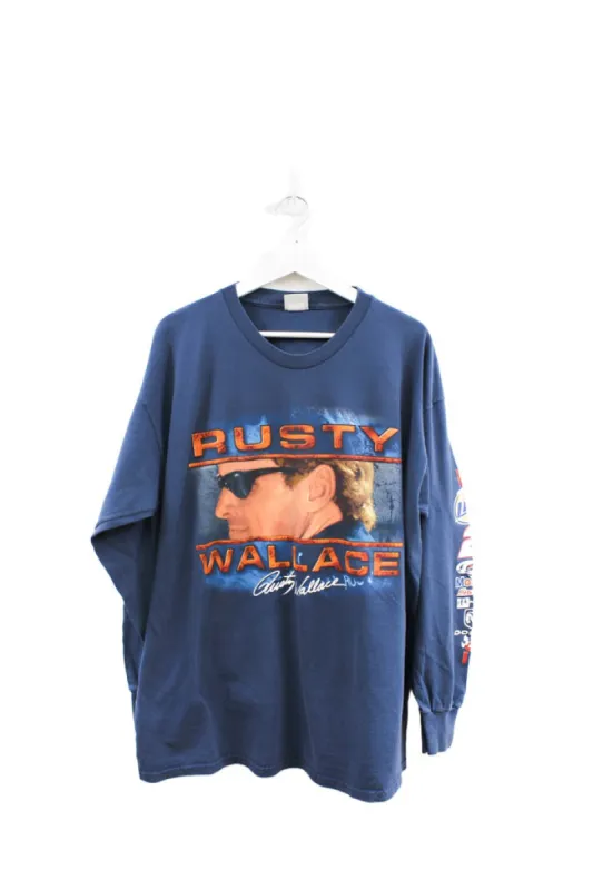 Z - Vintage Chase Athletics Nascar Rusty Wallace Picture Long Sleeve Tee sold by HG Vintage