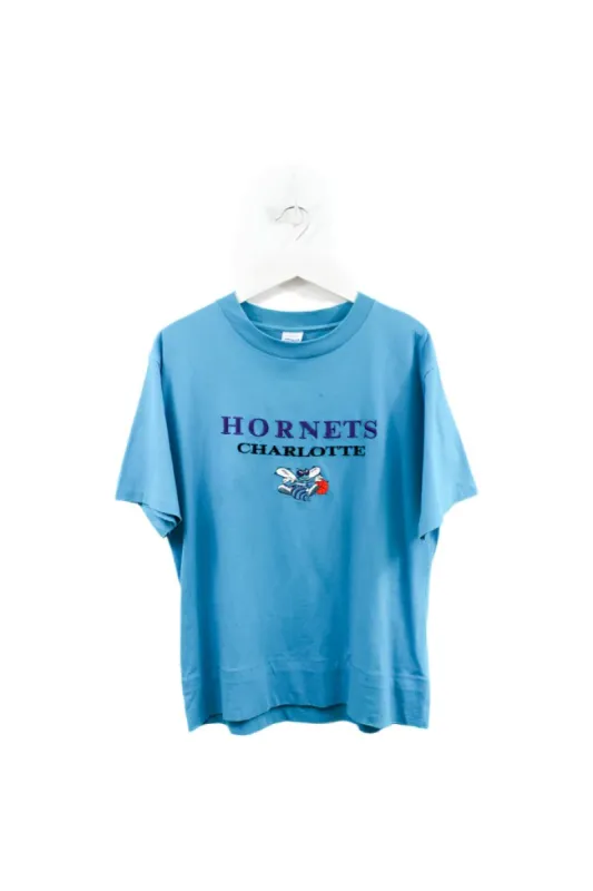 Z- Vintage Hornets Embroidered Logo & Script NBA Salem Tag Single Stitch Tee made by NBA