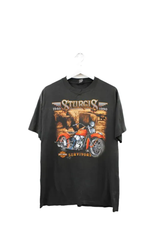 Z- Vintage 1990 3D Emblem Harley Davidson Sturgis Survivor Single Stitch Tee sold by HG Vintage