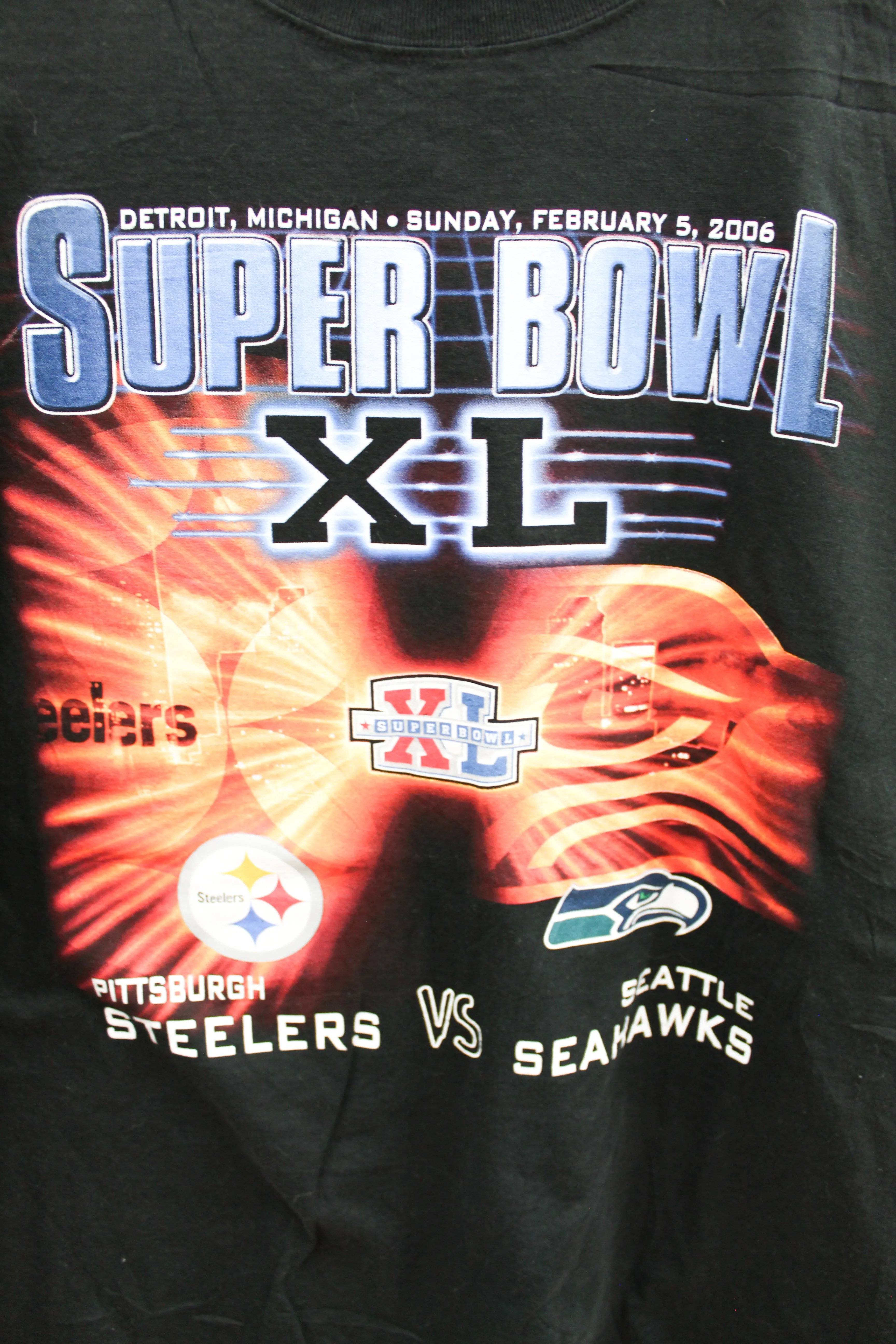 X - 2006 NFL Super Bowl 40 Seahawks VS Steelers Graphic Tee sold by HG Vintage product image thumbnail 2