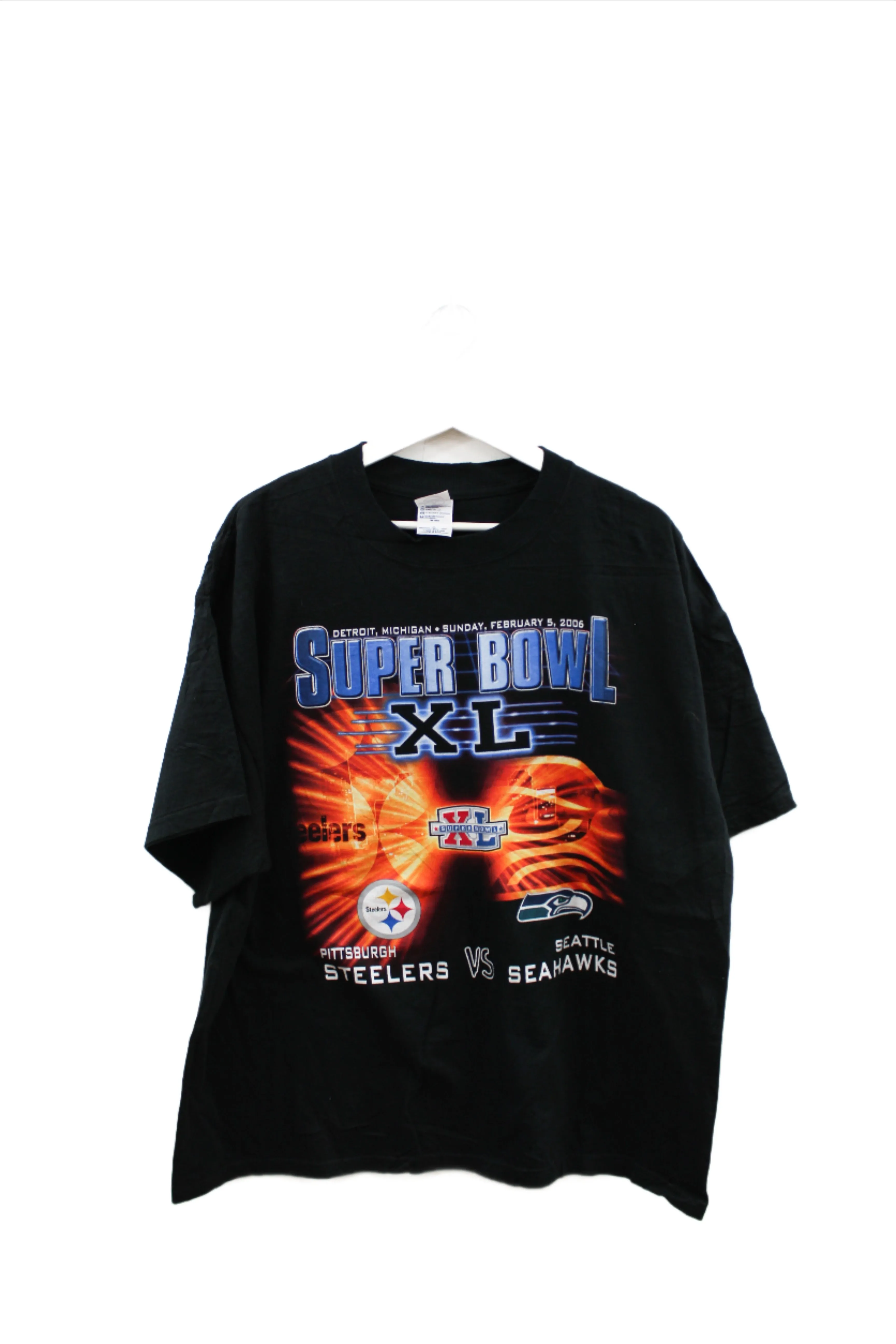 X - 2006 NFL Super Bowl 40 Seahawks VS Steelers Graphic Tee sold by HG Vintage