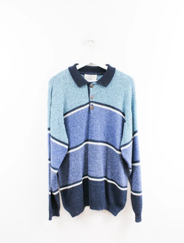 Vintage Man's Buttons Polo Knit Sweater sold by HG Vintage