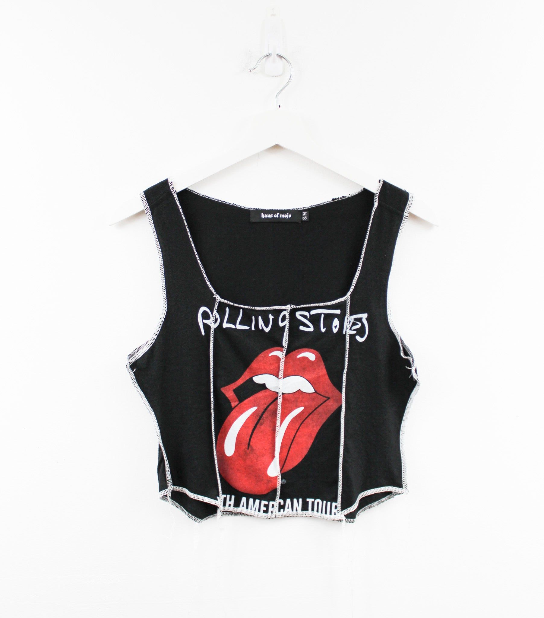 Haus Of Mojo Reworked Vintage Rolling Stones North America Tour Logo Double Stitch Crop Top sold by HG Vintage