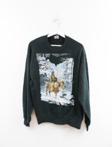 Vintage First Nation Person On Horse Crewneck sold by HG Vintage
