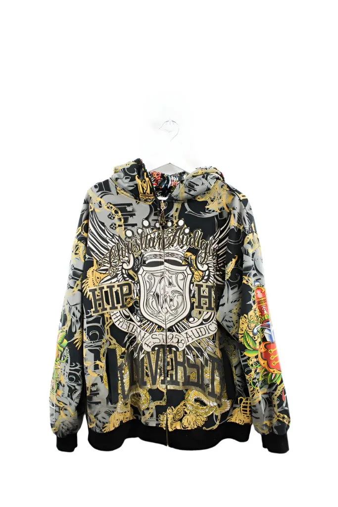 Z- Vintage Christian Audigier Reversible Hip-Hop & All Over Panther Zip Up Hoodie sold by HG Vintage