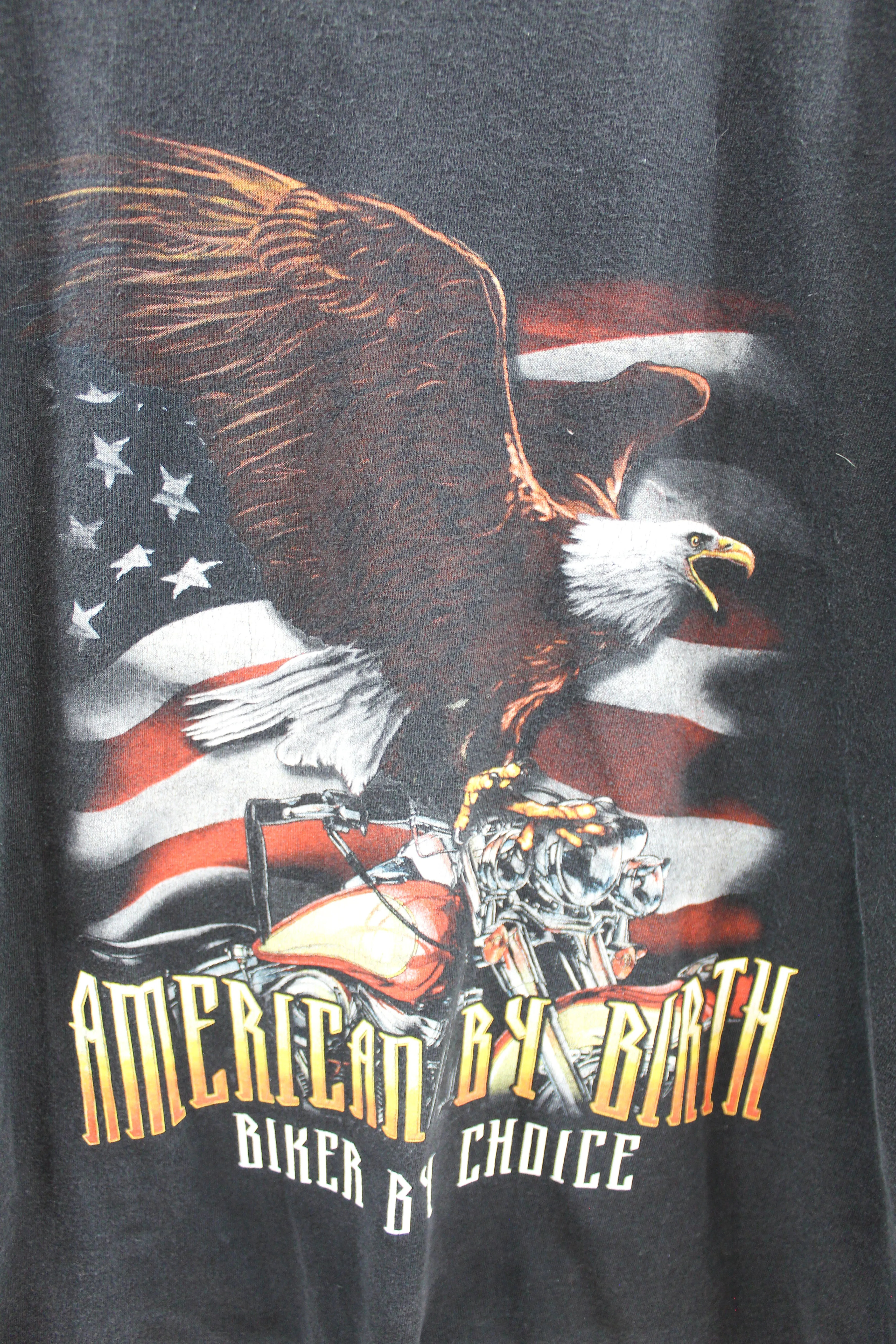 Z - Vintage American By Birth Biker By Choice Eagle & Motorcyle Tee sold by HG Vintage product image thumbnail 2