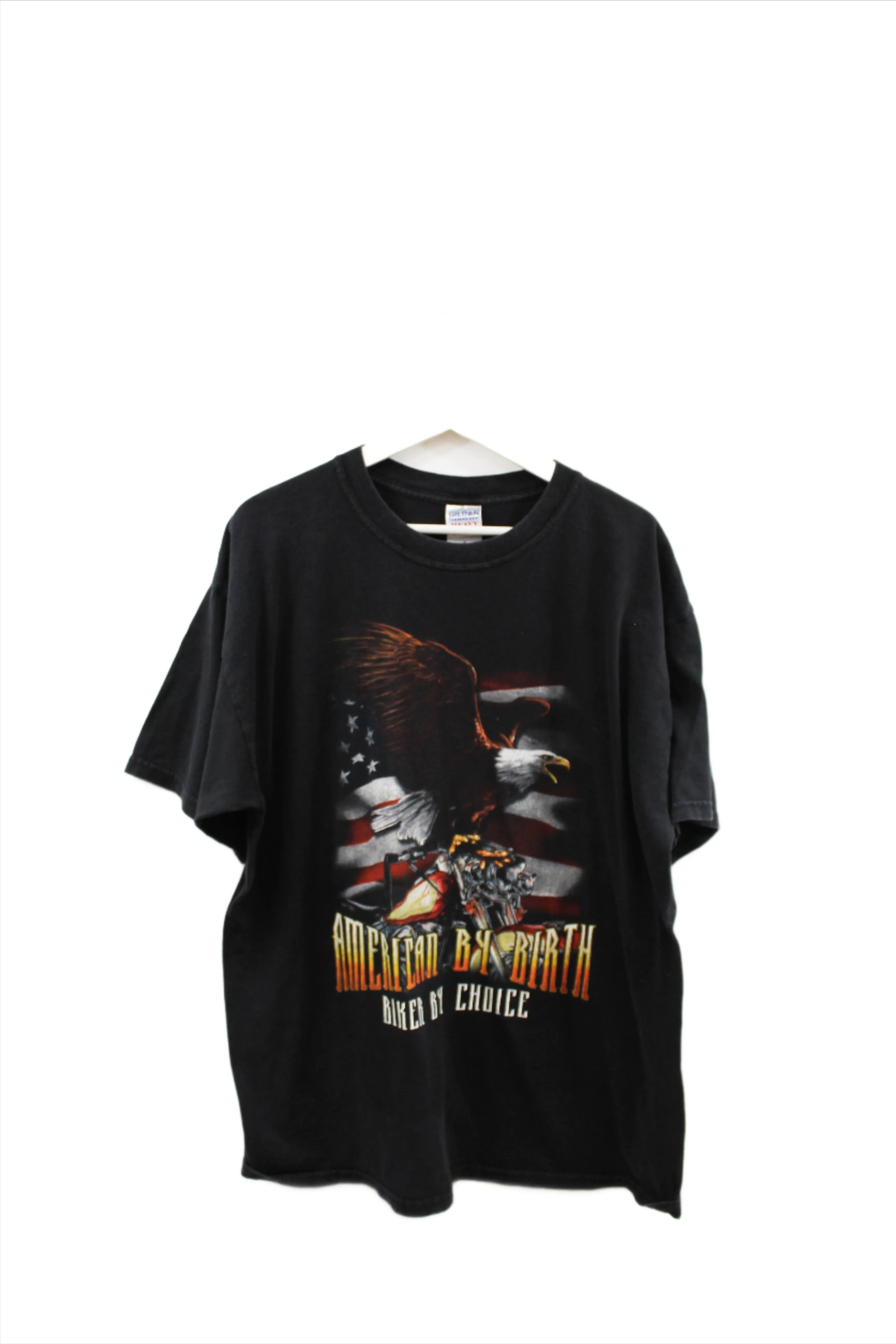 Z - Vintage American By Birth Biker By Choice Eagle & Motorcyle Tee sold by HG Vintage