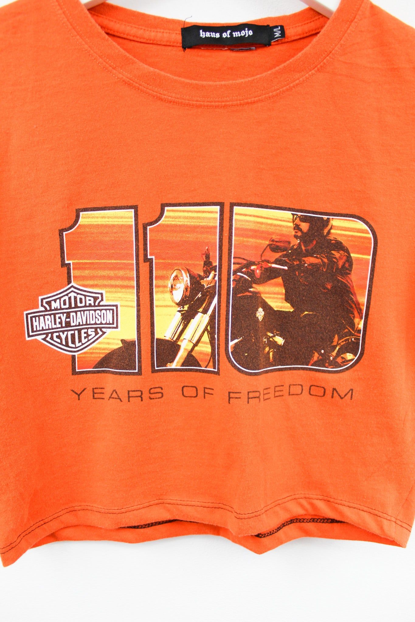 Haus Of Mojo Vintage Reworked harley Davidson 100 Year Anniversary Crop Baby Tee sold by HG Vintage product image thumbnail 2