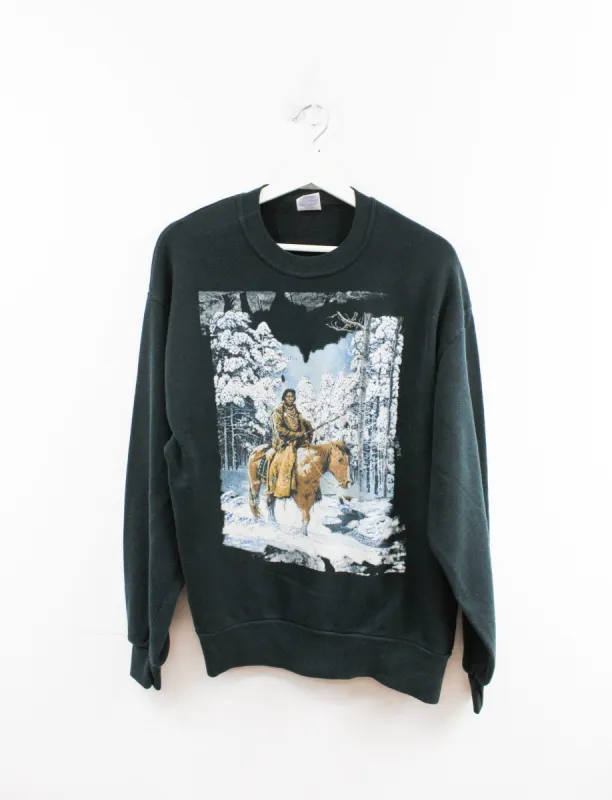 Vintage First Nation Person On Horse Crewneck sold by HG Vintage