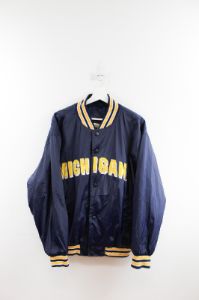 Vintage-CC- Michigan Wolverines Steve & Barry's Script Bomber Jacket sold by HG Vintage