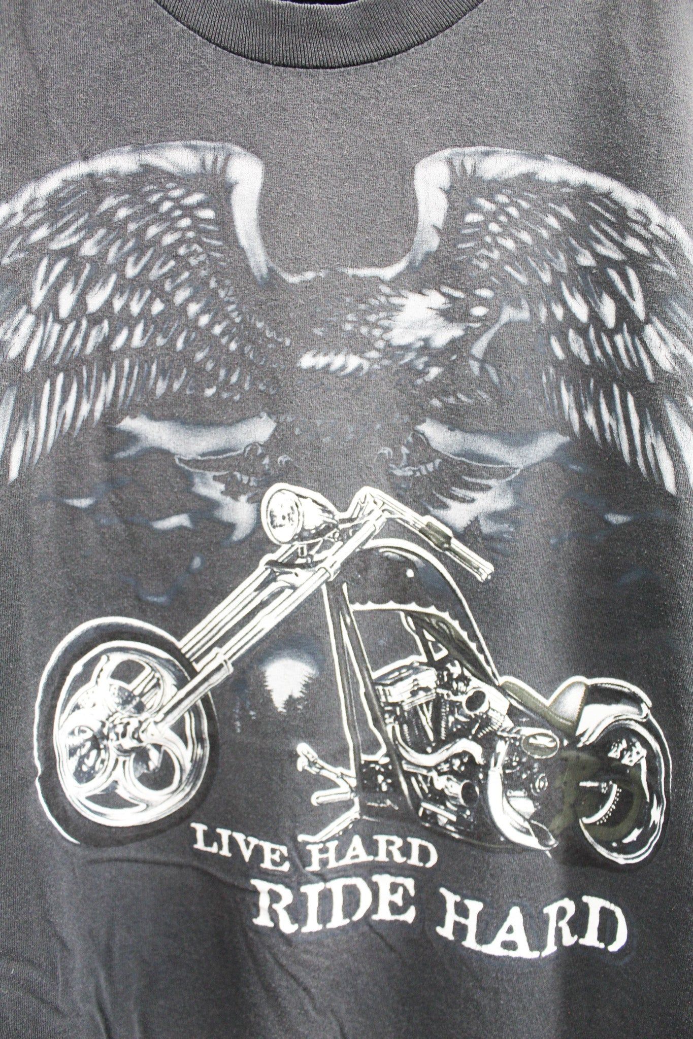 Live Hard Ride Hard Eagle & Motorcycle Tee sold by HG Vintage product image thumbnail 2