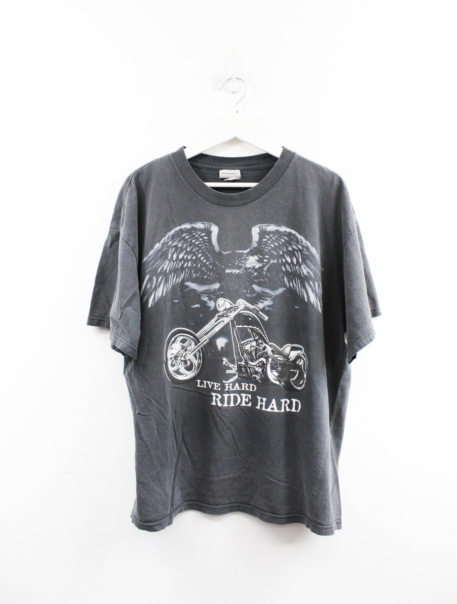 Live Hard Ride Hard Eagle & Motorcycle Tee sold by HG Vintage